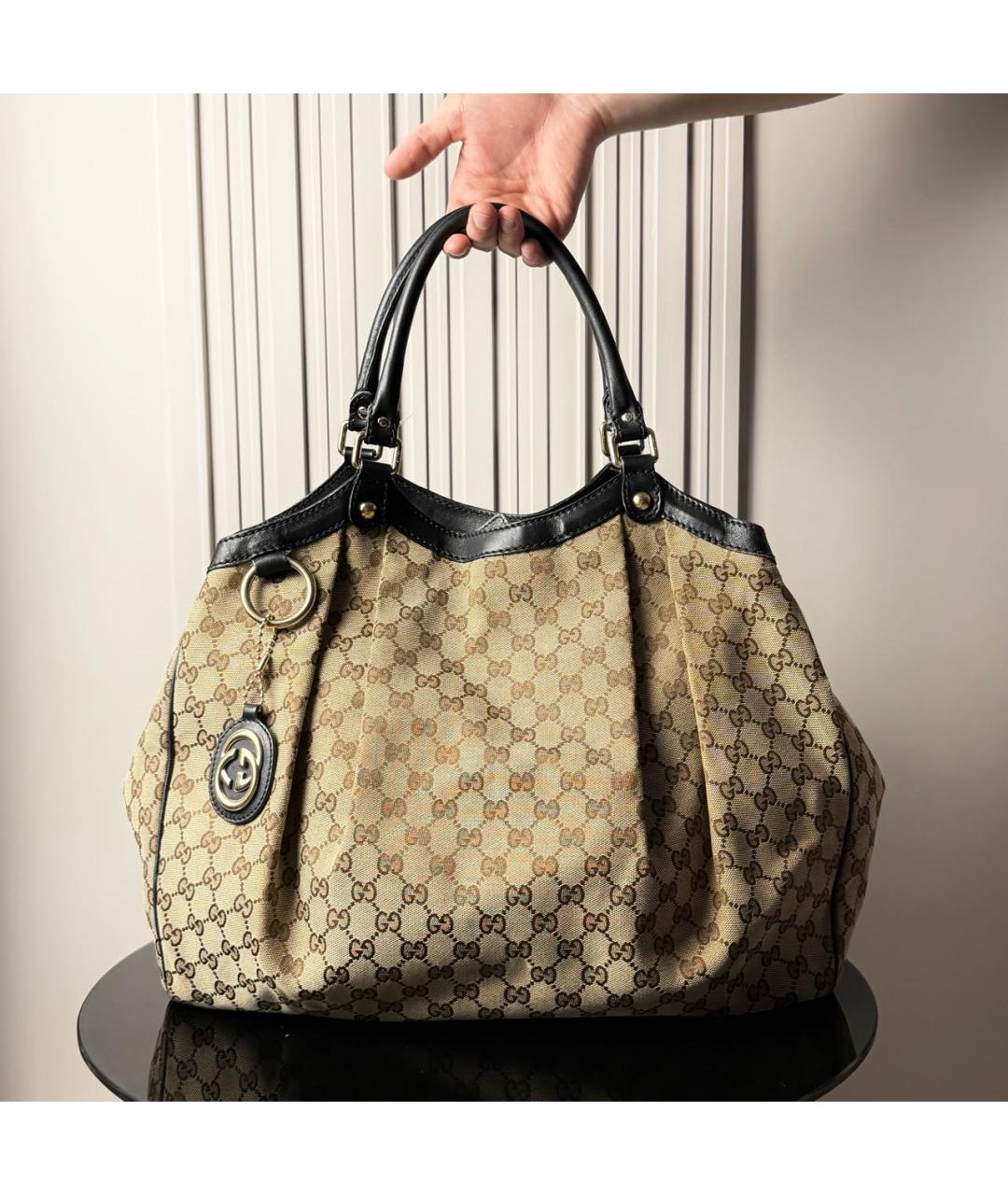 GUCCI Бежевая тканевая сумка тоут, фото 8