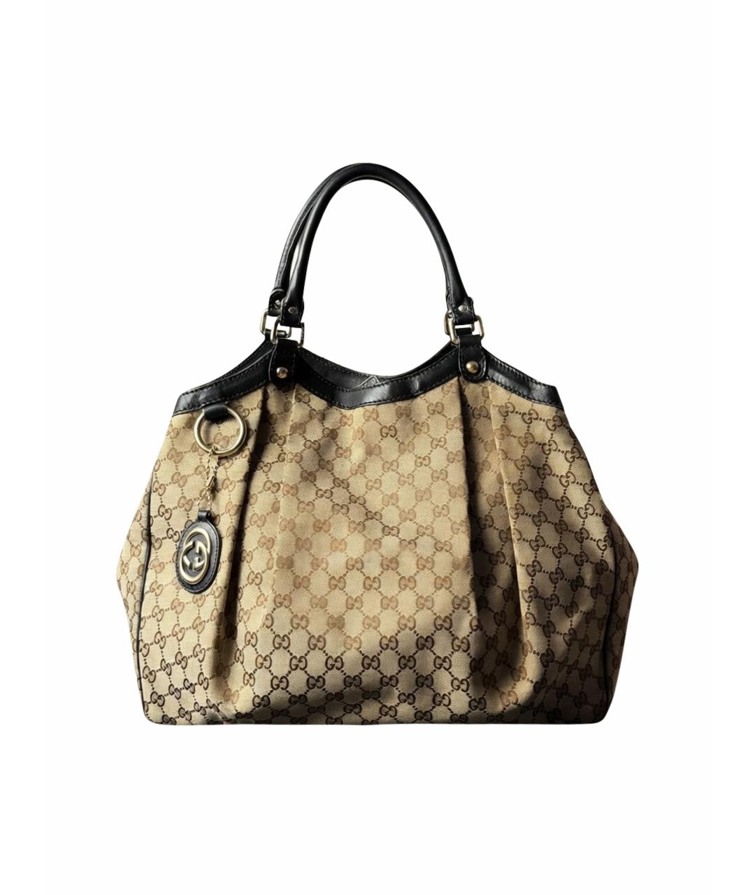 GUCCI Бежевая тканевая сумка тоут, фото 1