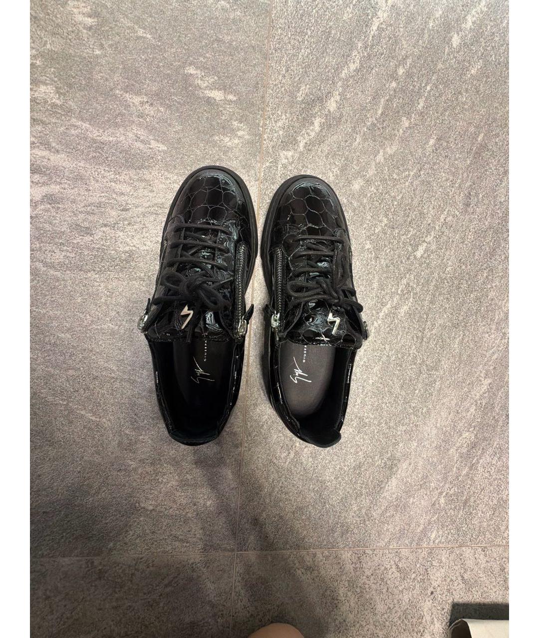 GIUSEPPE ZANOTTI DESIGN Черные низкие кроссовки / кеды из лакированной кожи, фото 3