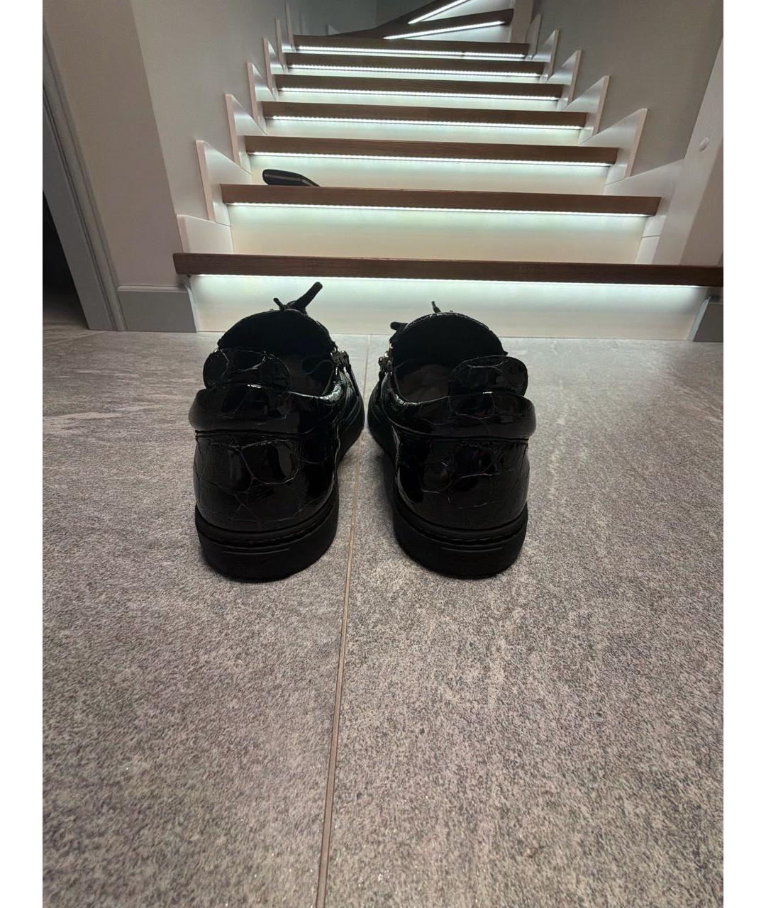 GIUSEPPE ZANOTTI DESIGN Черные низкие кроссовки / кеды из лакированной кожи, фото 4