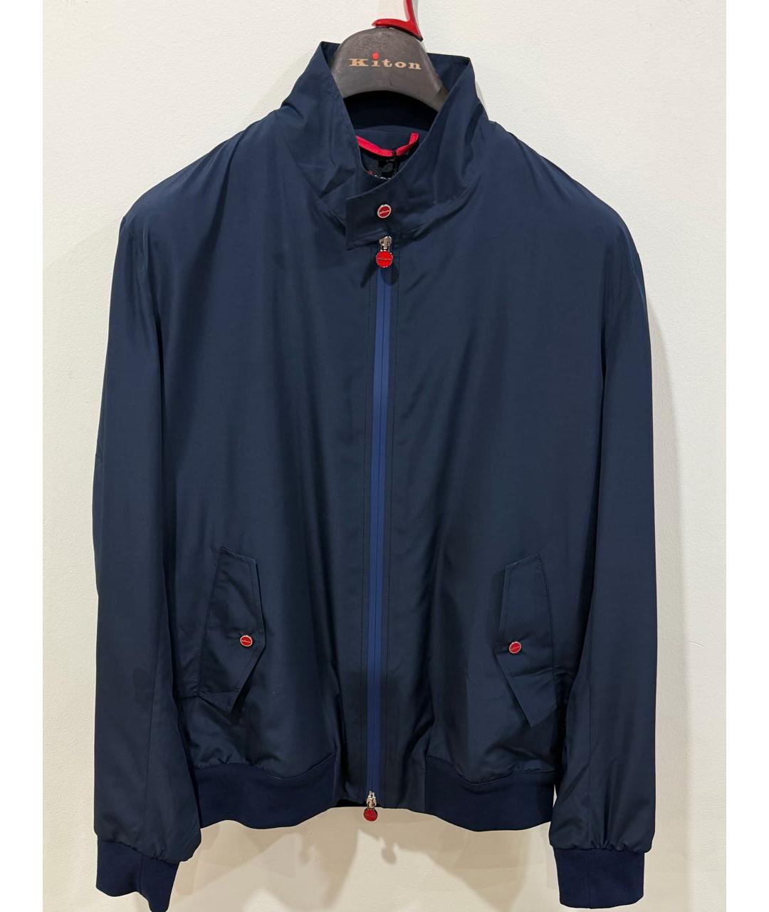 KITON Темно-синяя полиэстеровая куртка, фото 5