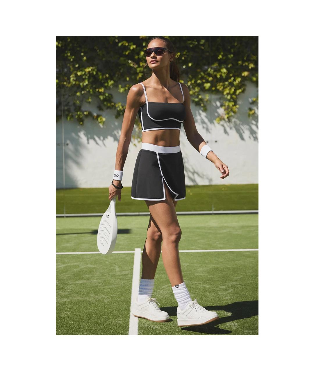 ALO YOGA Черная полиамидовая юбка мини, фото 3