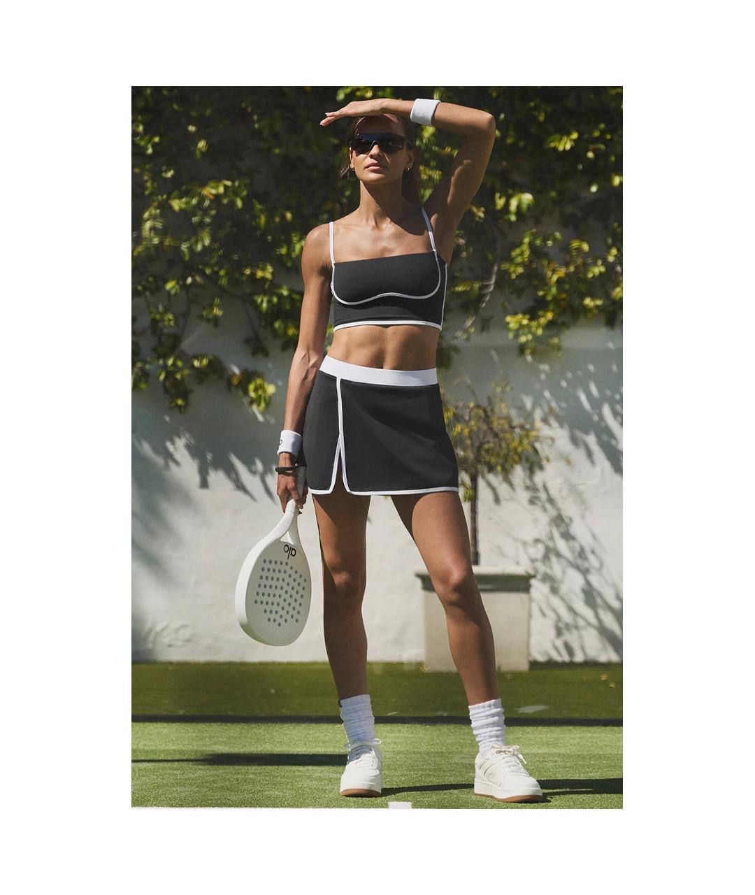 ALO YOGA Черная полиамидовая юбка мини, фото 2