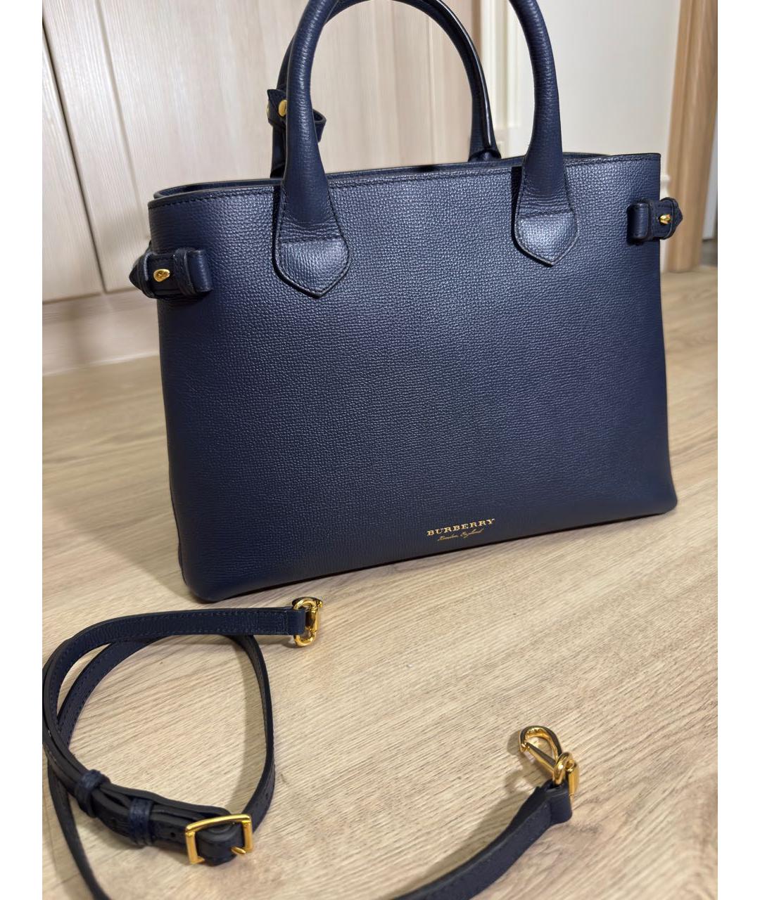 BURBERRY Темно-синяя кожаная сумка через плечо, фото 9