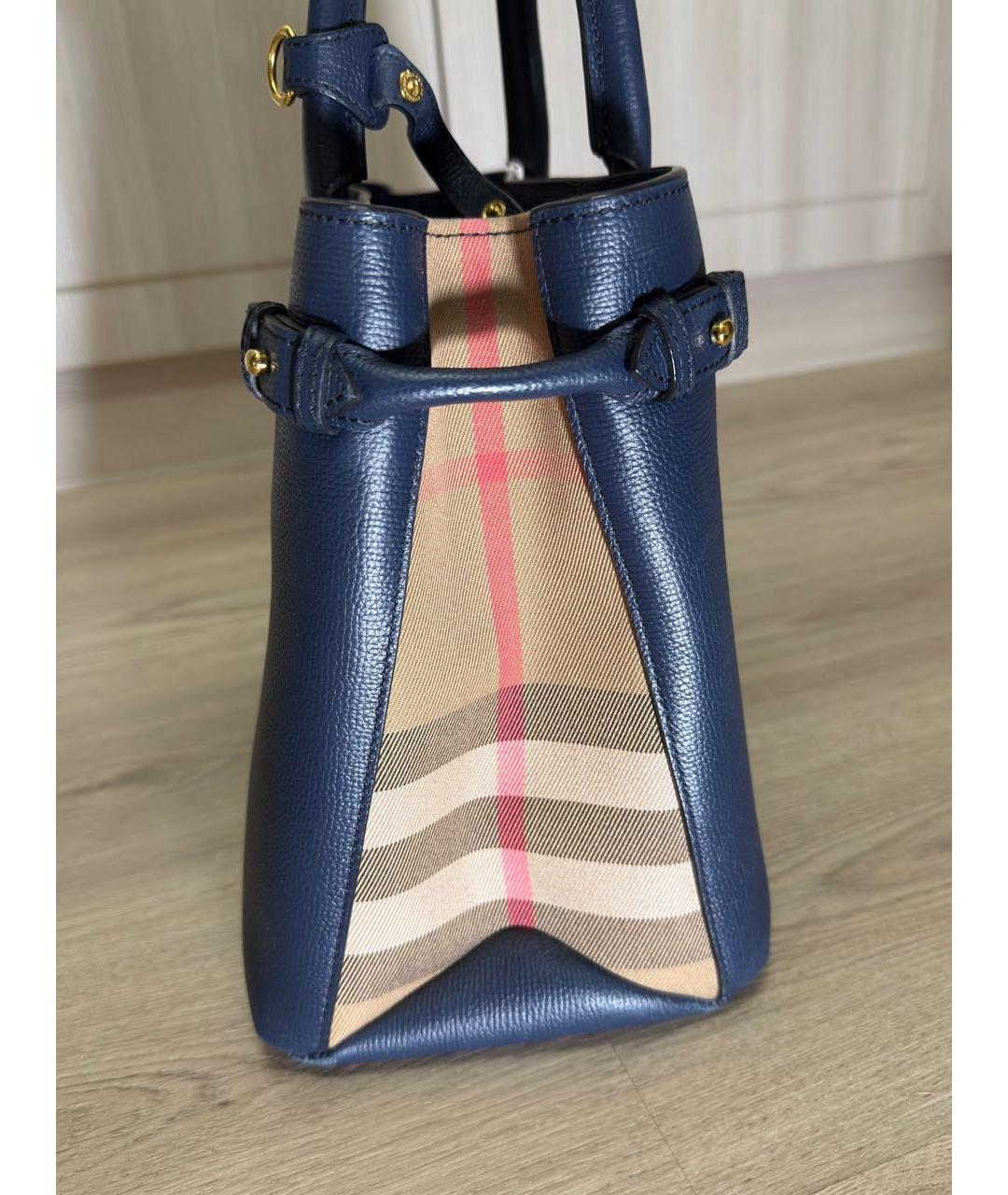 BURBERRY Темно-синяя кожаная сумка через плечо, фото 7