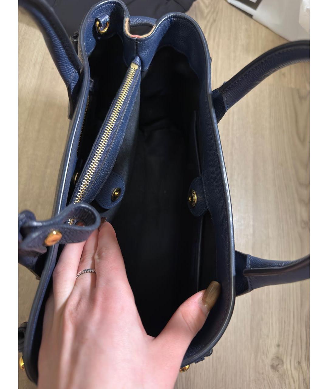 BURBERRY Темно-синяя кожаная сумка через плечо, фото 4