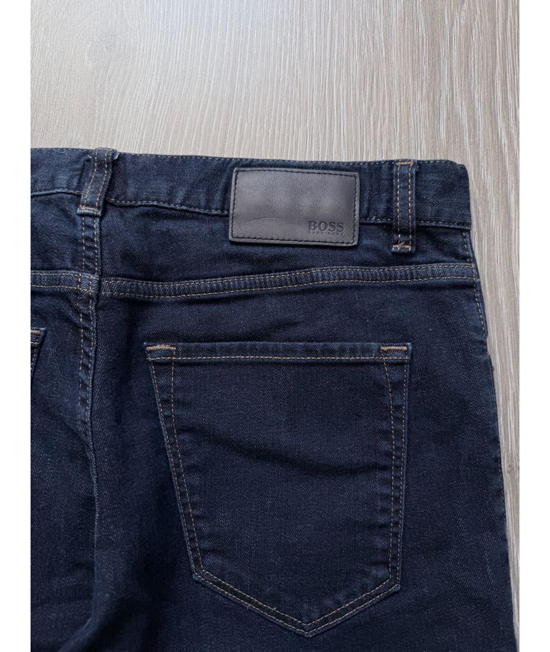 HUGO BOSS Темно-синие хлопко-полиэстеровые прямые джинсы, фото 4