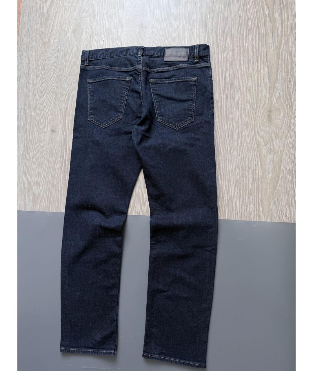 HUGO BOSS Темно-синие хлопко-полиэстеровые прямые джинсы, фото 2