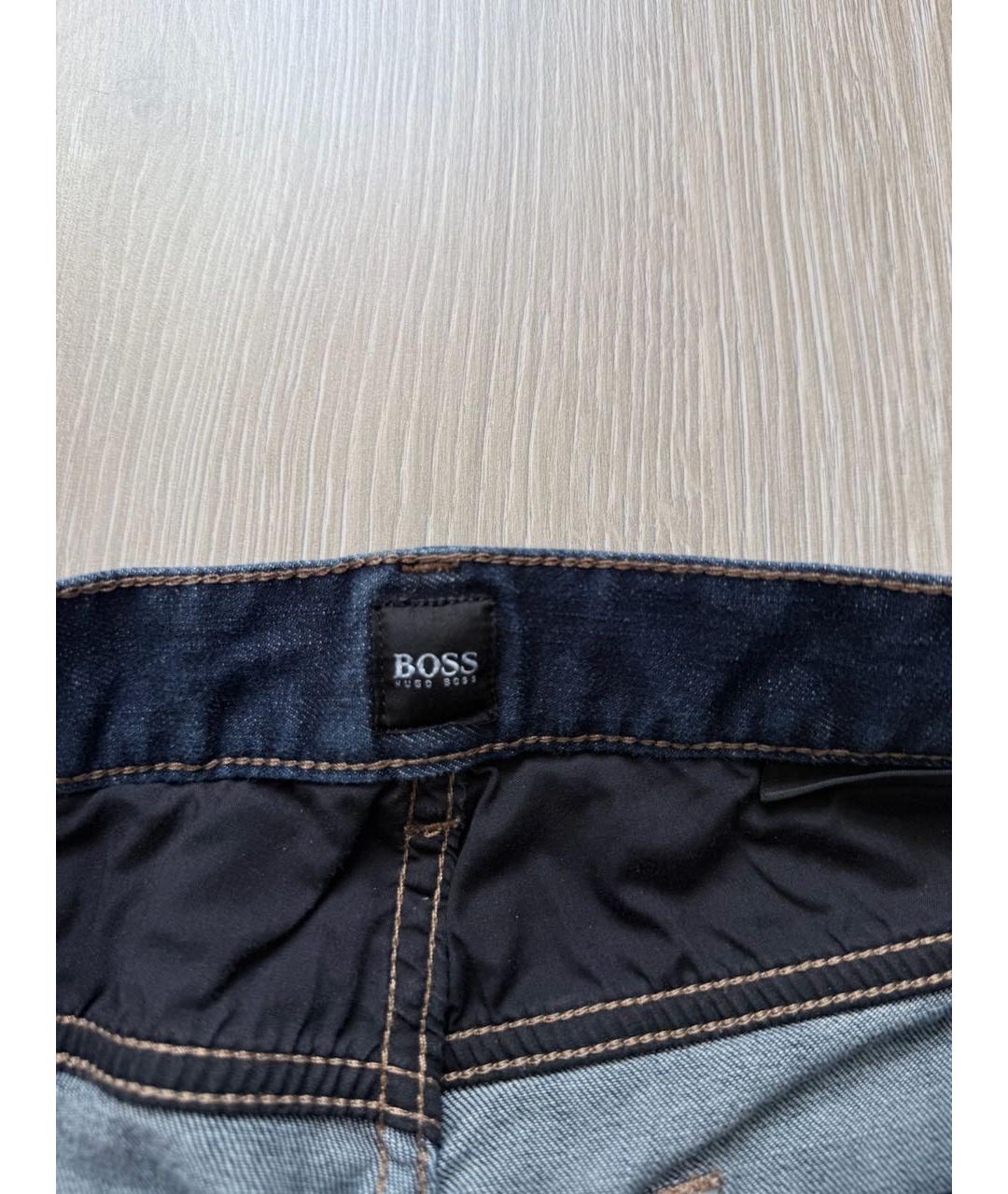 HUGO BOSS Темно-синие хлопко-полиэстеровые прямые джинсы, фото 5