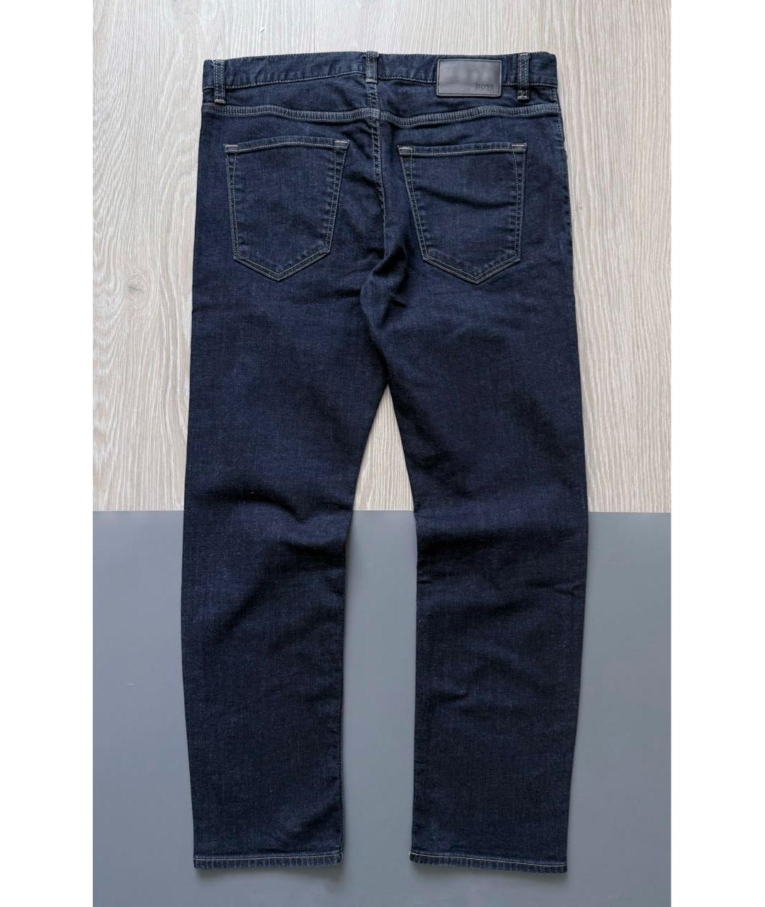 HUGO BOSS Темно-синие хлопко-полиэстеровые прямые джинсы, фото 7