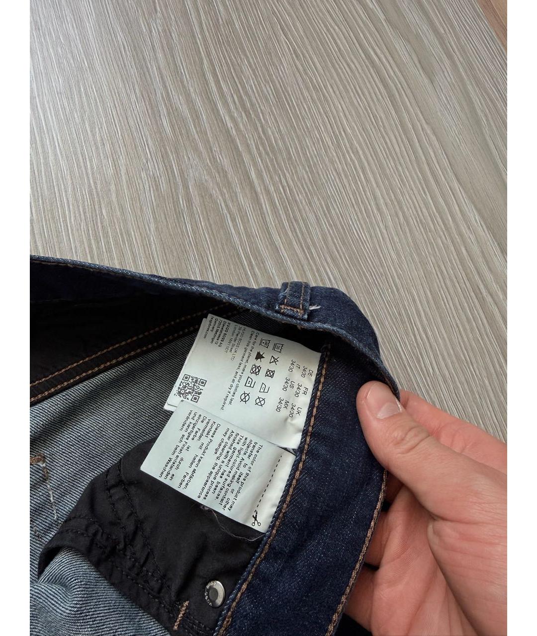 HUGO BOSS Темно-синие хлопко-полиэстеровые прямые джинсы, фото 6