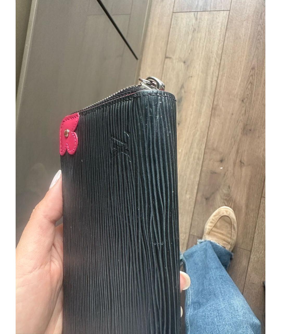 LOUIS VUITTON Черный кожаный кошелек, фото 7