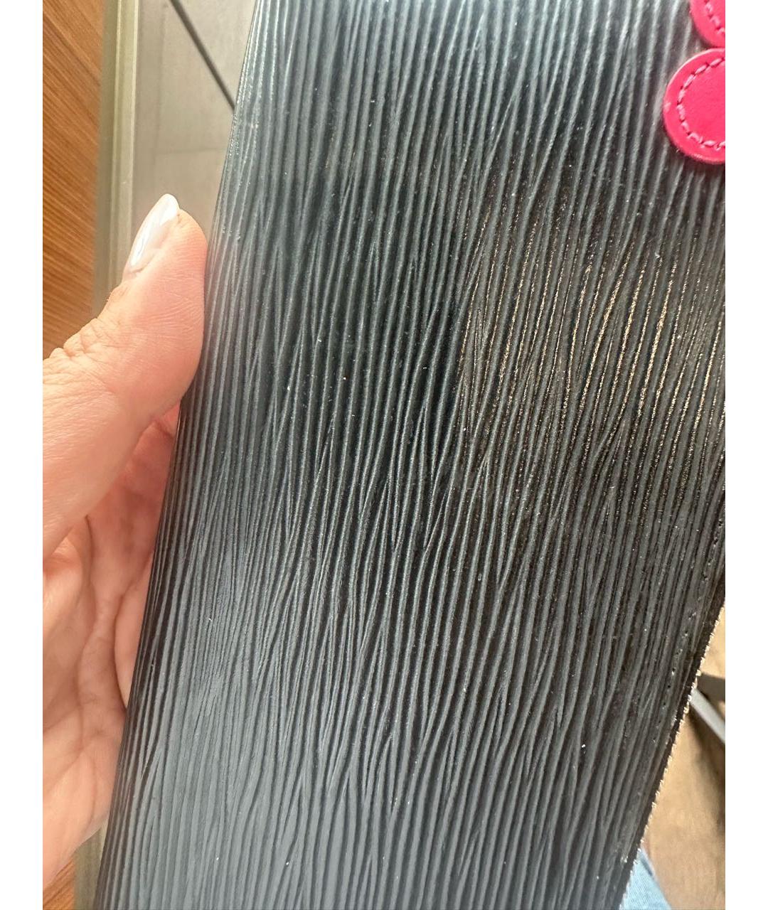 LOUIS VUITTON Черный кожаный кошелек, фото 8