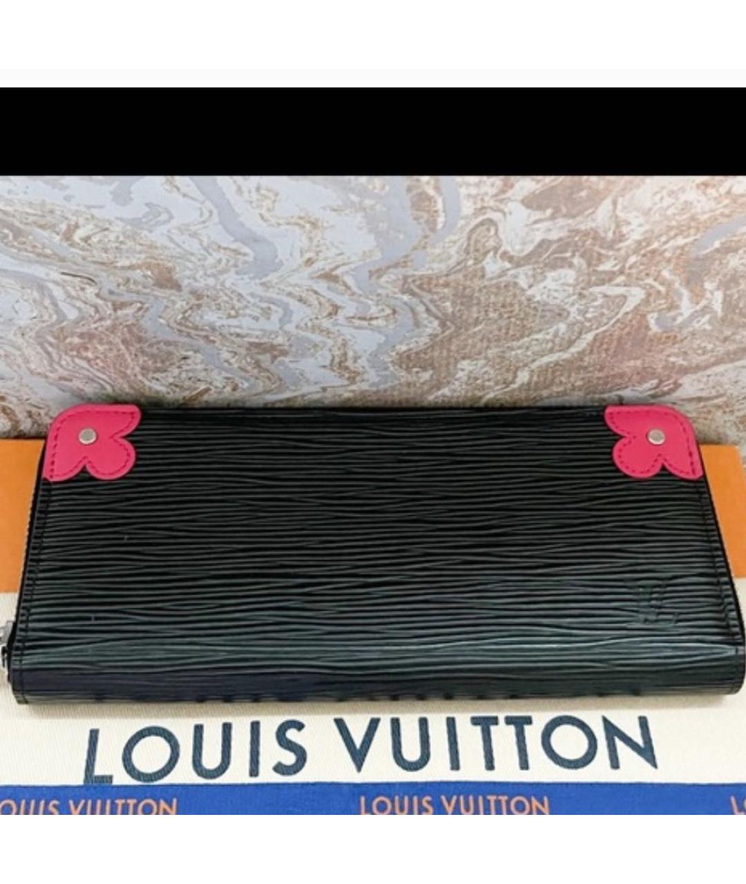 LOUIS VUITTON Черный кожаный кошелек, фото 9