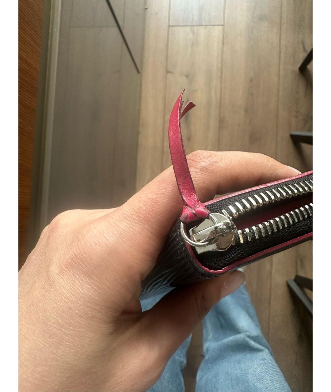 LOUIS VUITTON Черный кожаный кошелек, фото 6