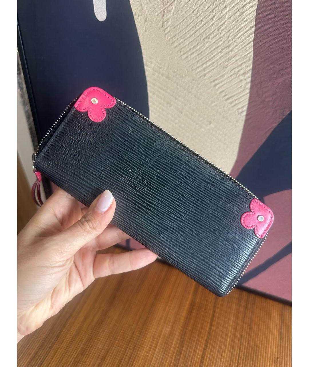 LOUIS VUITTON Черный кожаный кошелек, фото 3
