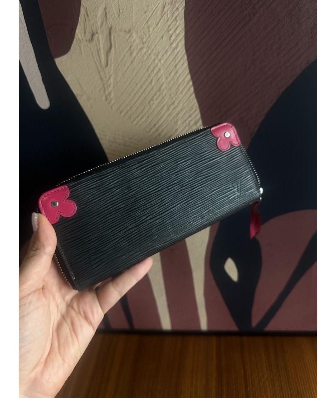 LOUIS VUITTON Черный кожаный кошелек, фото 2