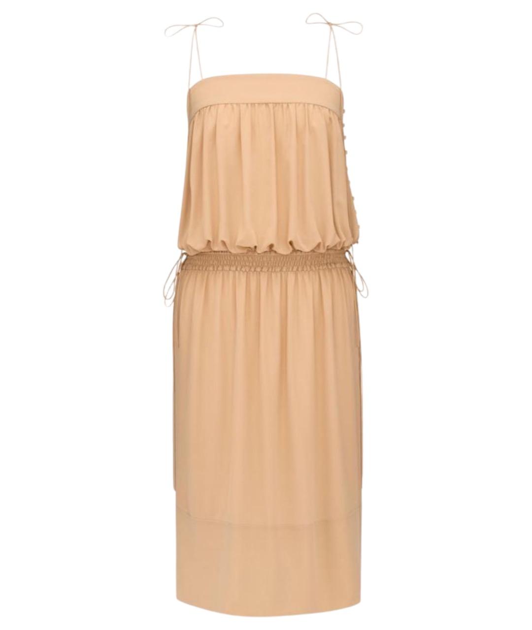 SAINT LAURENT Бежевое шелковое повседневное платье, фото 1