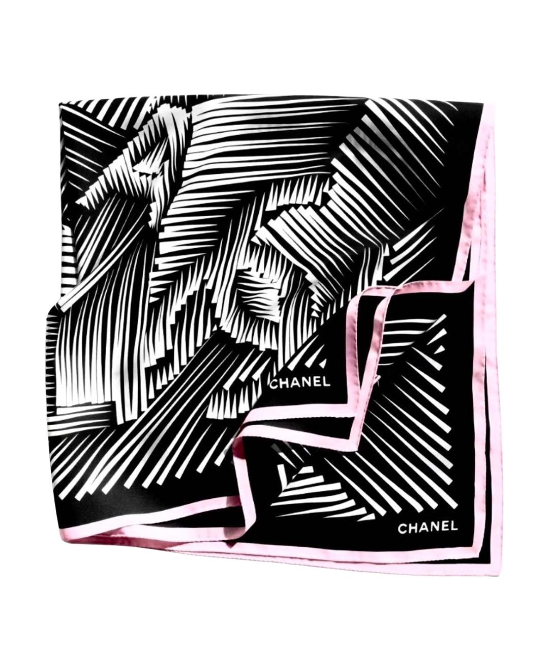 CHANEL Черный шелковый платок, фото 1