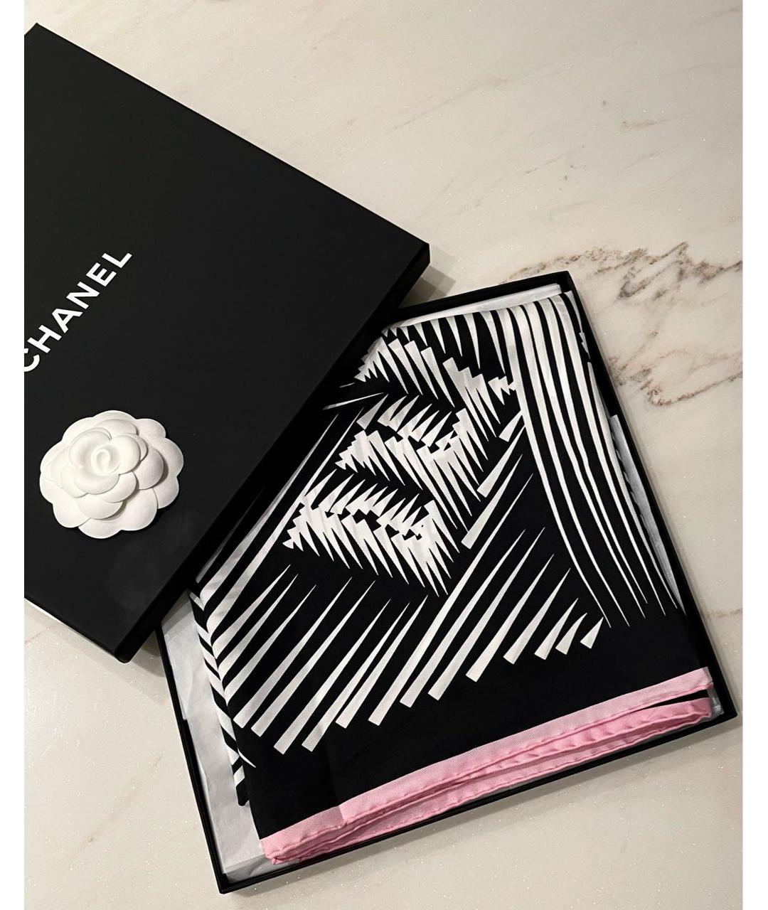 CHANEL Черный шелковый платок, фото 6