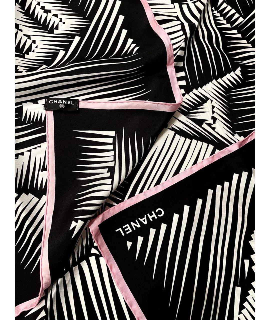 CHANEL Черный шелковый платок, фото 2