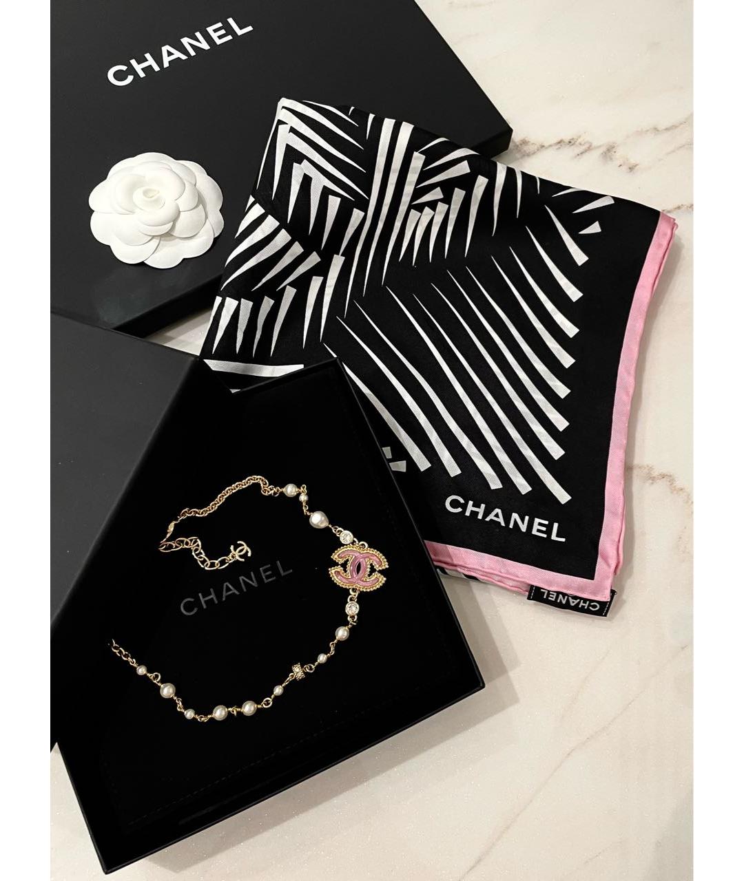 CHANEL Черный шелковый платок, фото 3