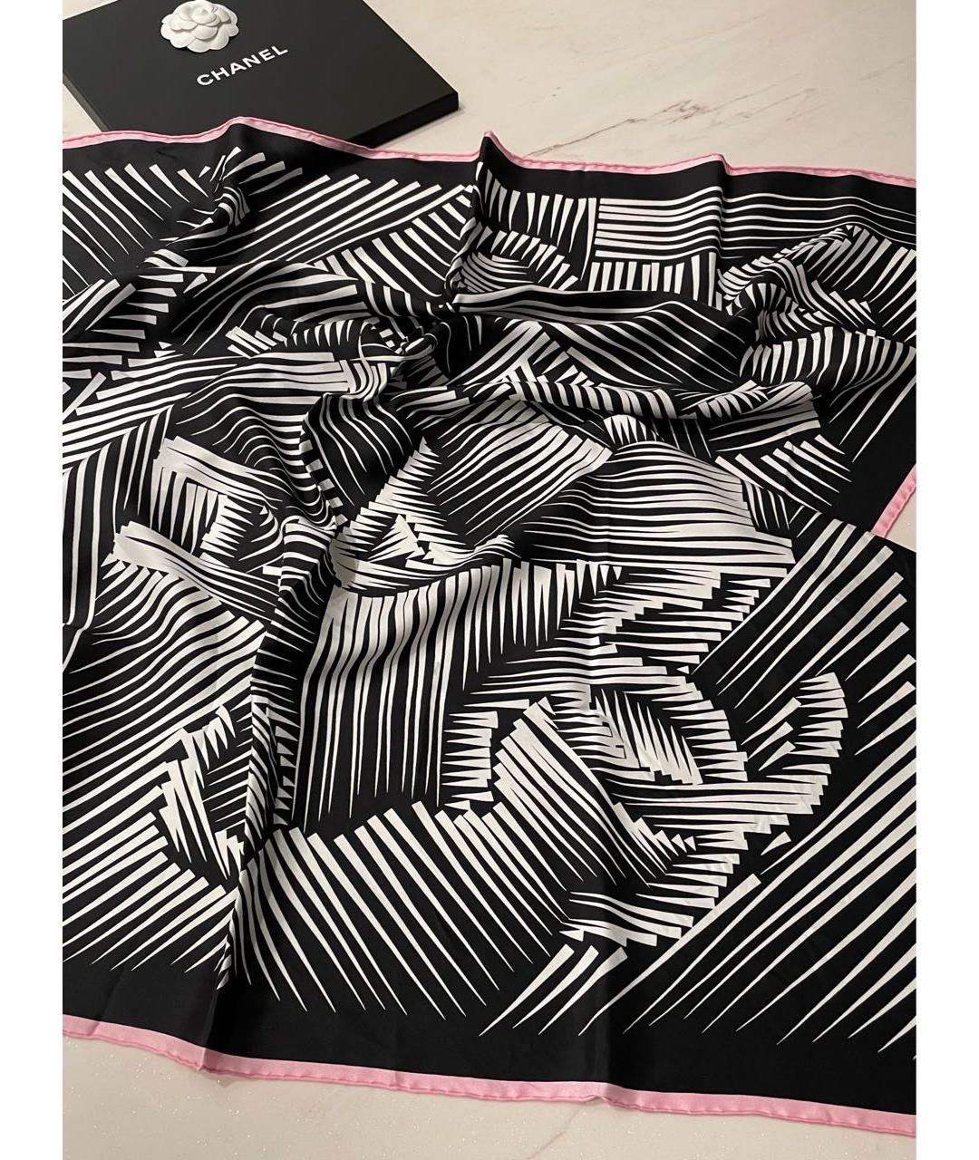 CHANEL Черный шелковый платок, фото 3