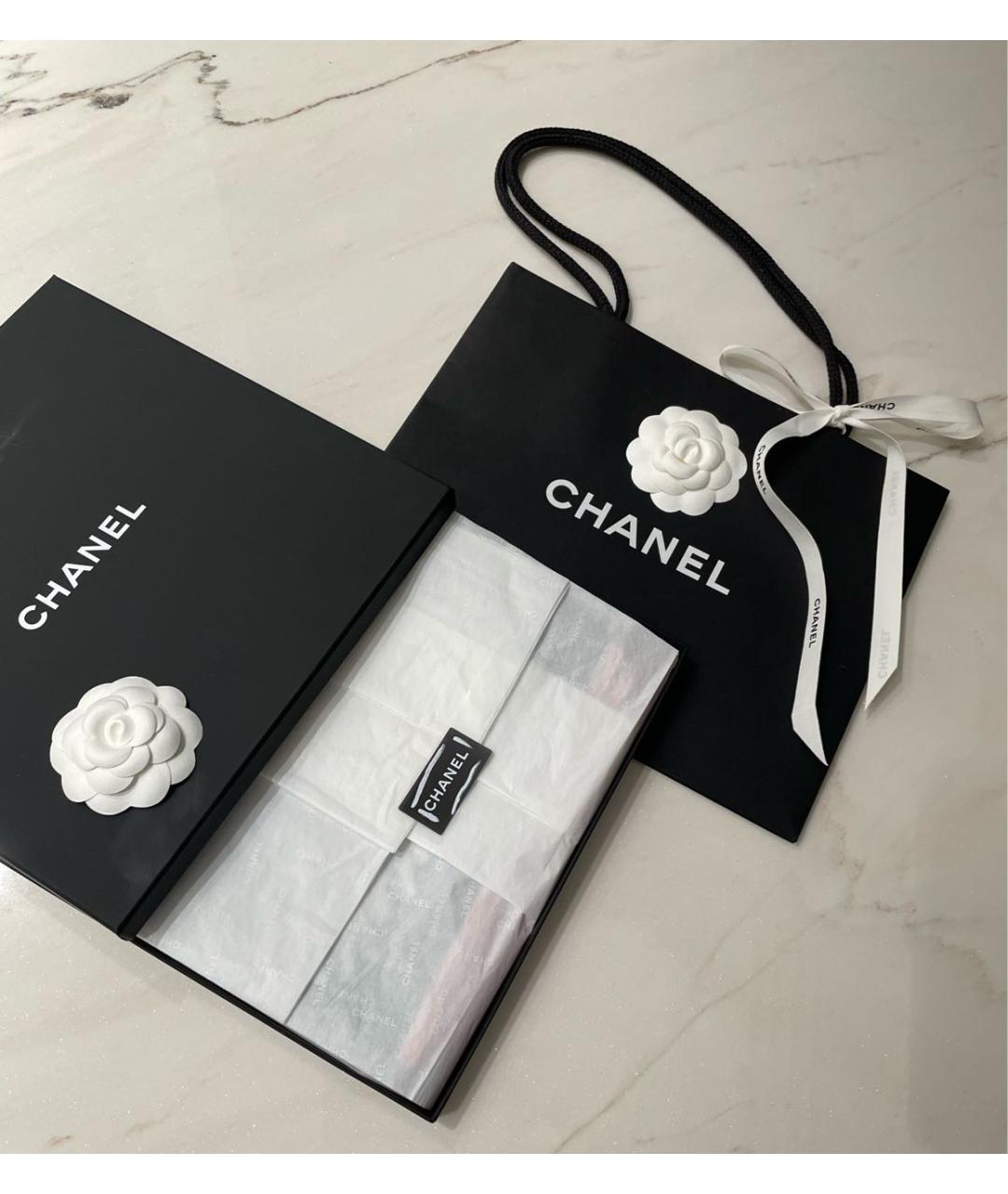 CHANEL Черный шелковый платок, фото 7