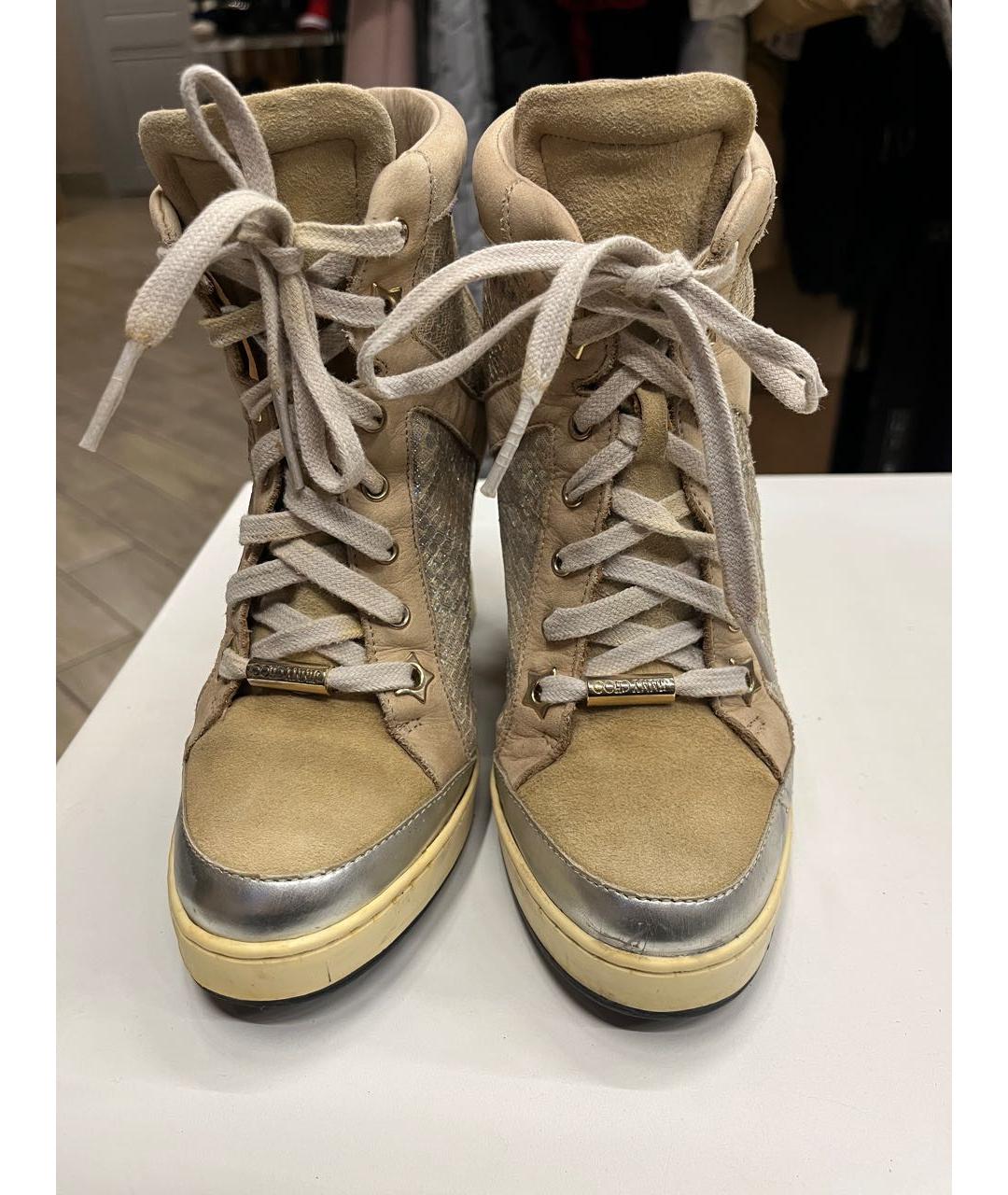 JIMMY CHOO Бежевые замшевые ботильоны, фото 5