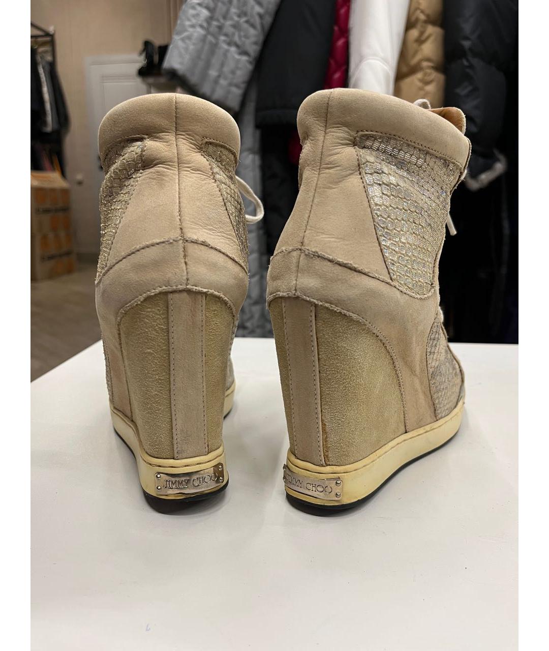 JIMMY CHOO Бежевые замшевые ботильоны, фото 3