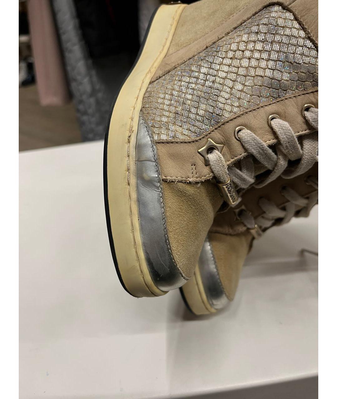 JIMMY CHOO Бежевые замшевые ботильоны, фото 4