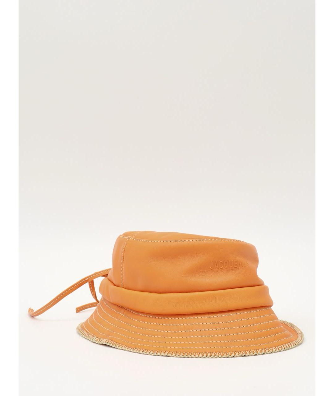 JACQUEMUS Оранжевая кожаная панама, фото 2