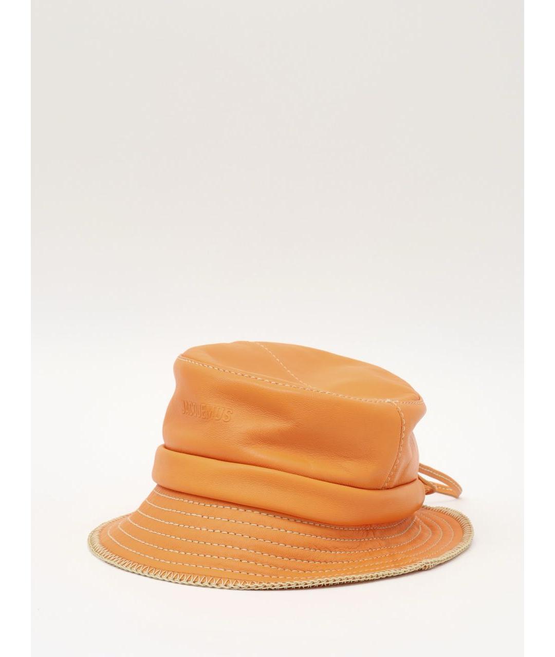 JACQUEMUS Оранжевая кожаная панама, фото 5
