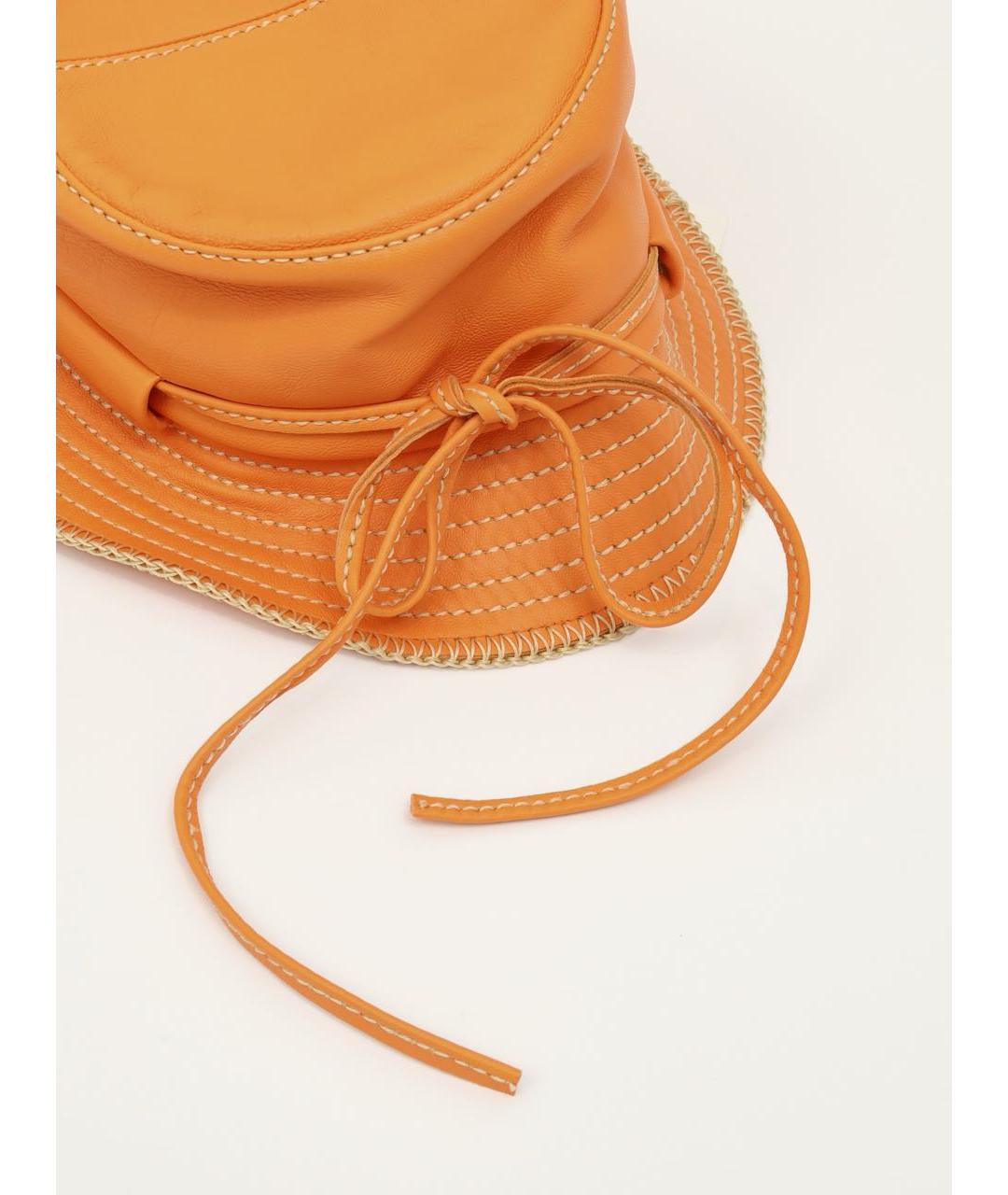 JACQUEMUS Оранжевая кожаная панама, фото 3