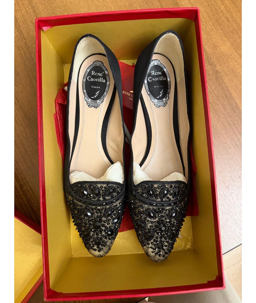 RENE CAOVILLA Черные текстильные балетки, фото 2