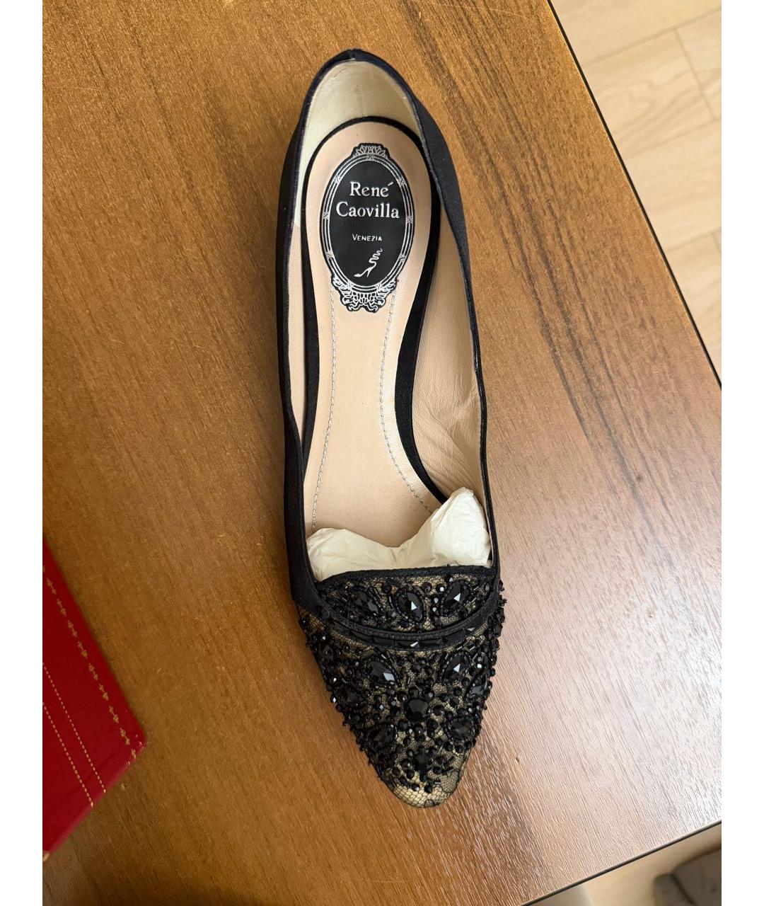 RENE CAOVILLA Черные текстильные балетки, фото 3
