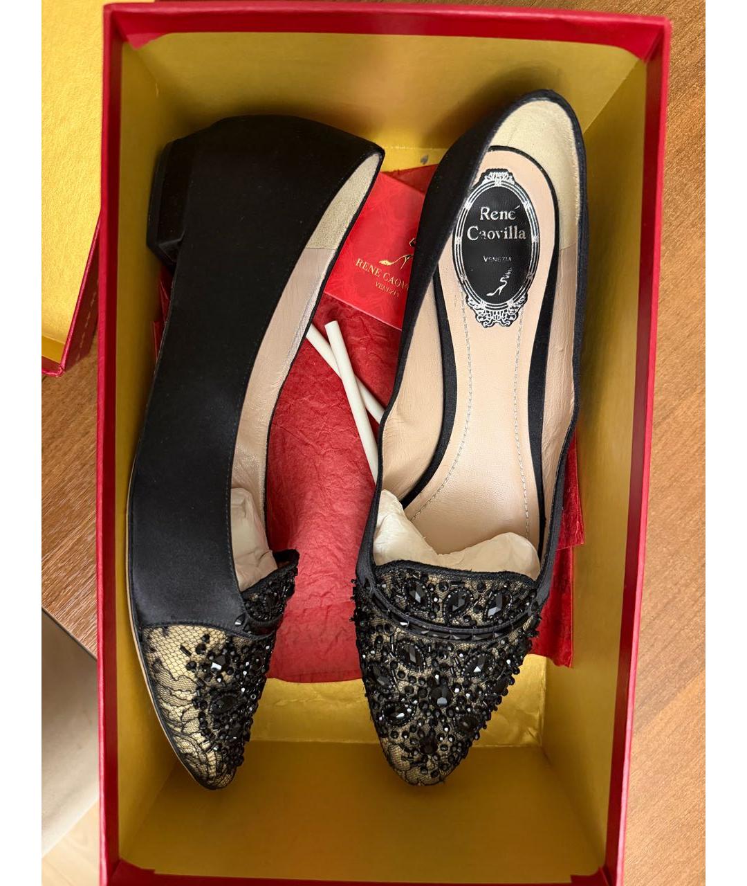 RENE CAOVILLA Черные текстильные балетки, фото 6
