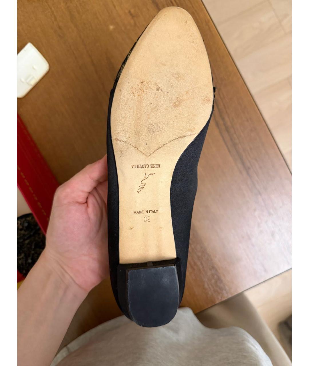 RENE CAOVILLA Черные текстильные балетки, фото 5