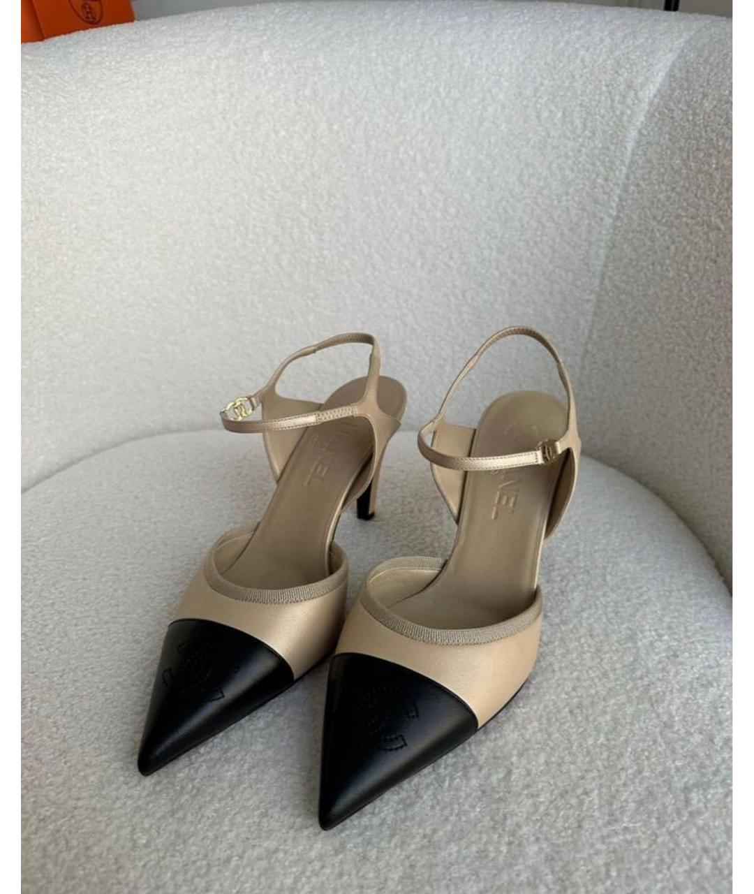 CHANEL Бежевые кожаные туфли, фото 2