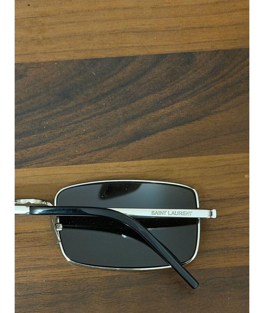 SAINT LAURENT Серебряные металлические солнцезащитные очки, фото 5