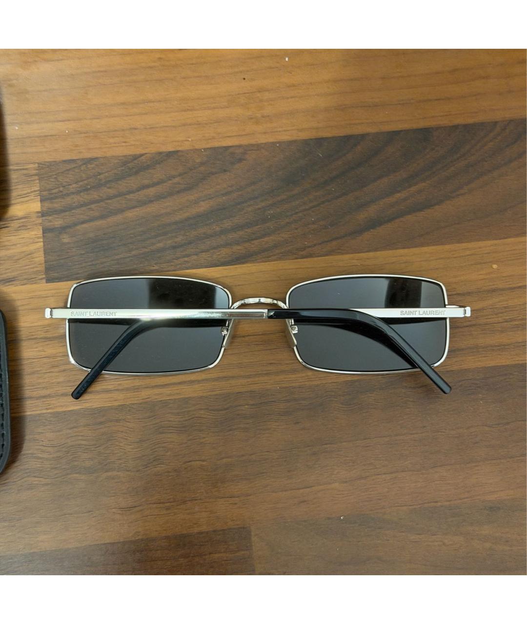 SAINT LAURENT Серебряные металлические солнцезащитные очки, фото 3