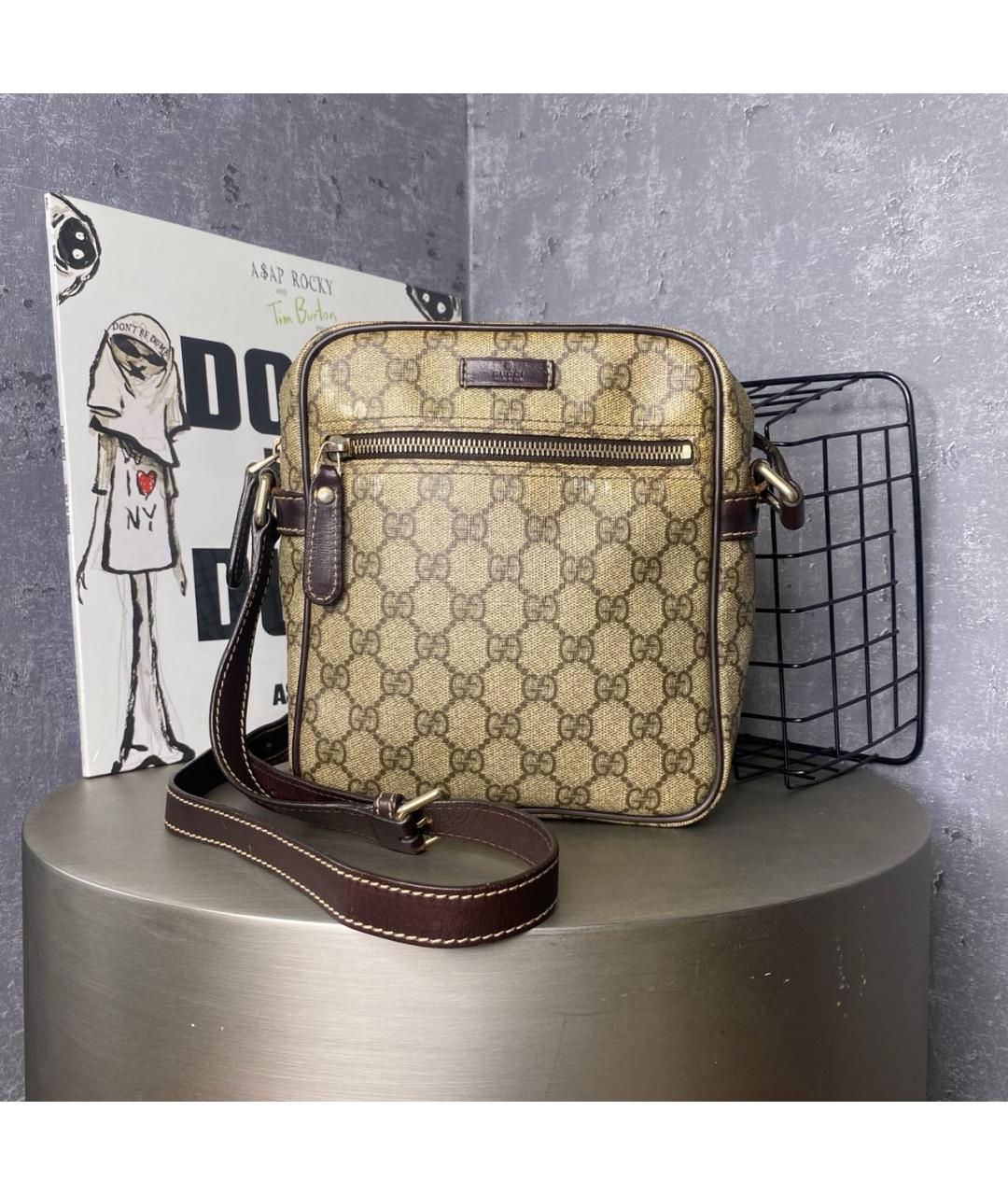 GUCCI Бежевая кожаная сумка на плечо, фото 9