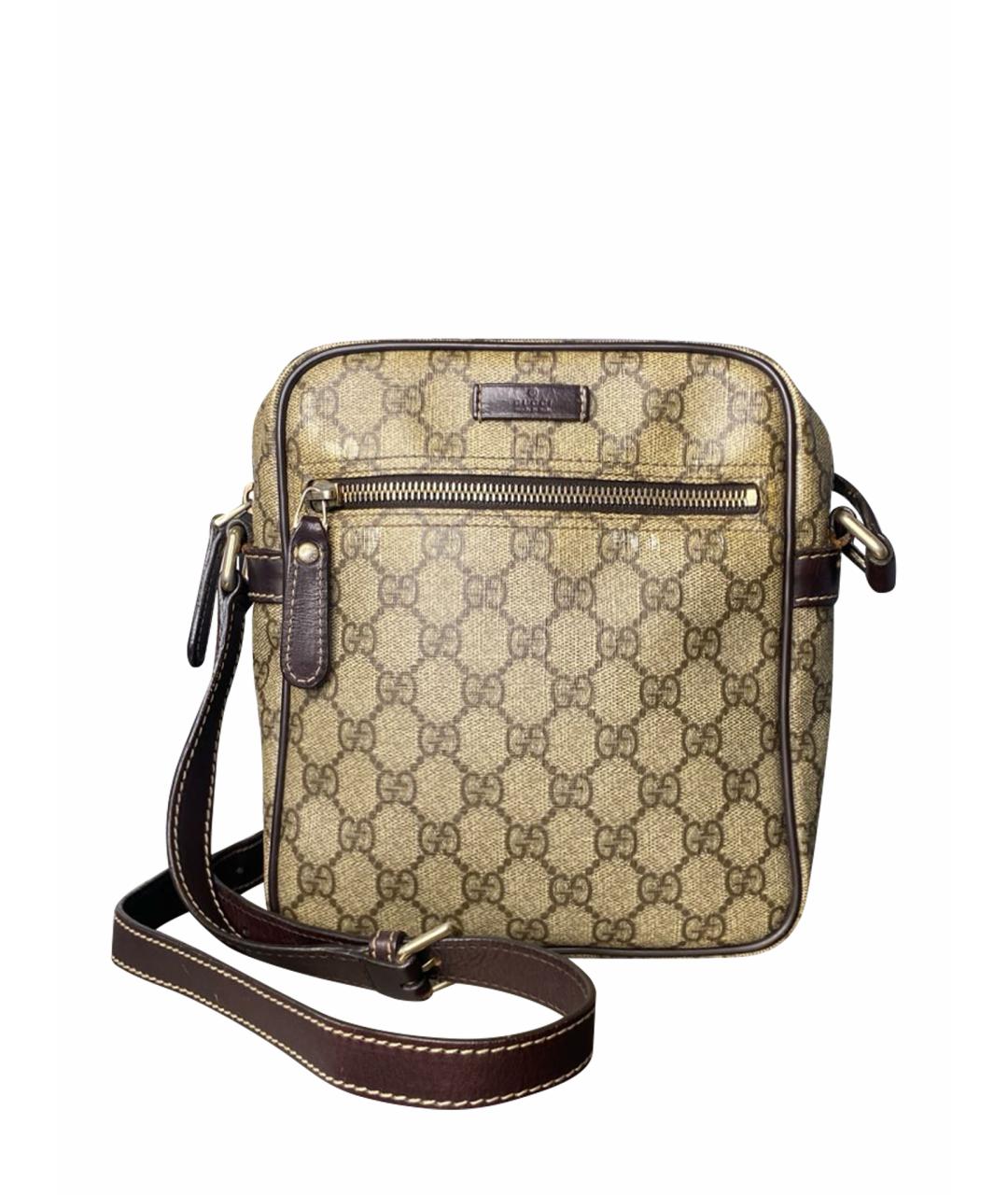 GUCCI Бежевая кожаная сумка на плечо, фото 1