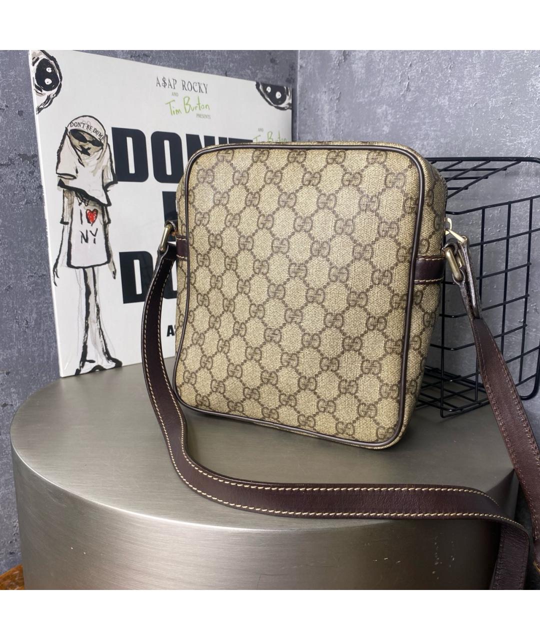GUCCI Бежевая кожаная сумка на плечо, фото 2