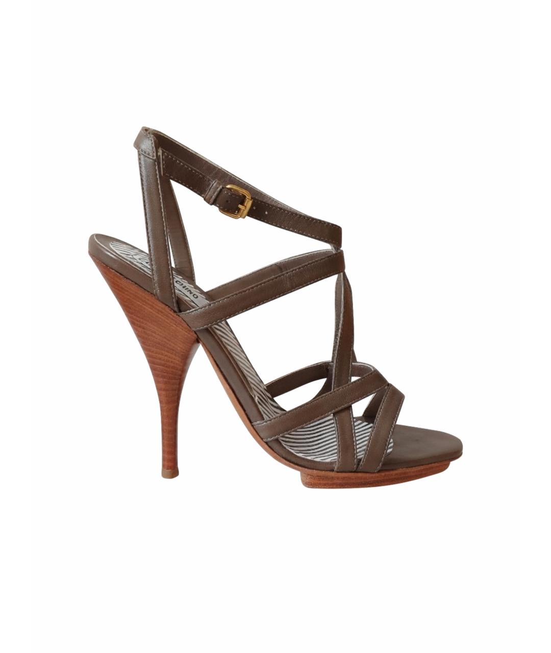 MOSCHINO Коричневые кожаные босоножки, фото 1