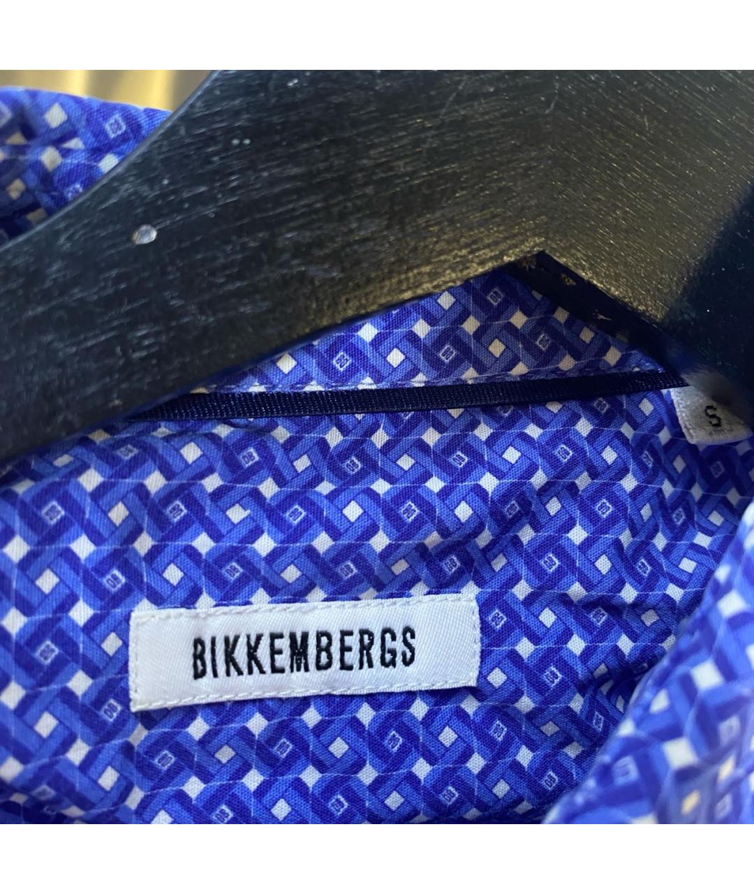 BIKKEMBERGS Синяя хлопковая кэжуал рубашка, фото 7