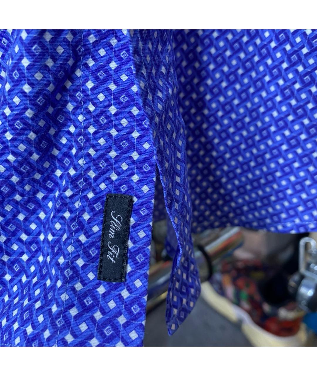 BIKKEMBERGS Синяя хлопковая кэжуал рубашка, фото 5