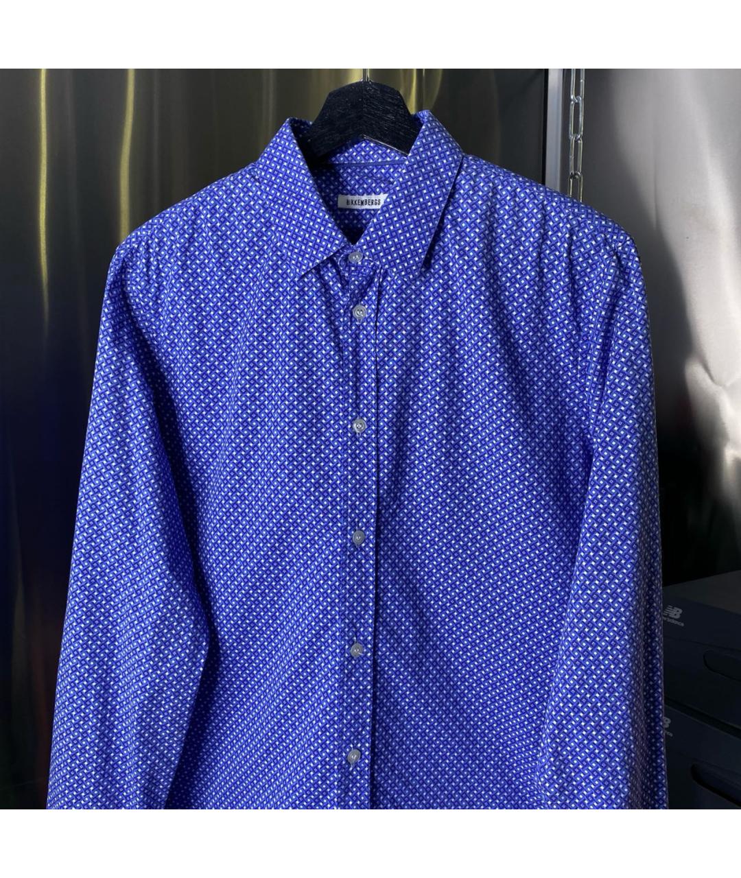 BIKKEMBERGS Синяя хлопковая кэжуал рубашка, фото 2
