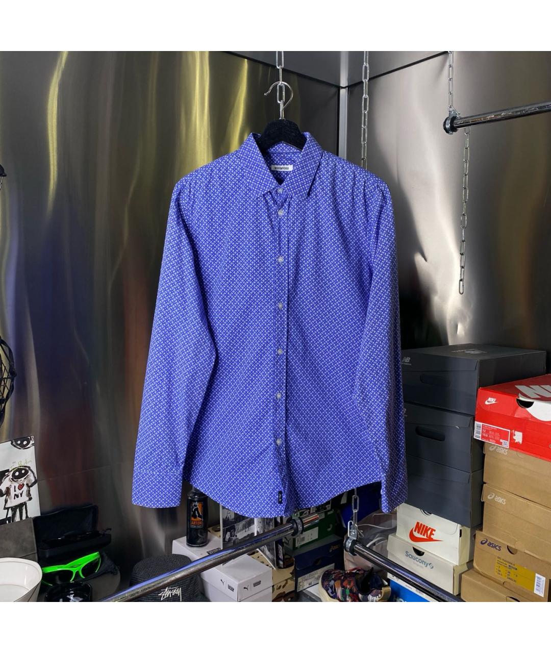 BIKKEMBERGS Синяя хлопковая кэжуал рубашка, фото 8