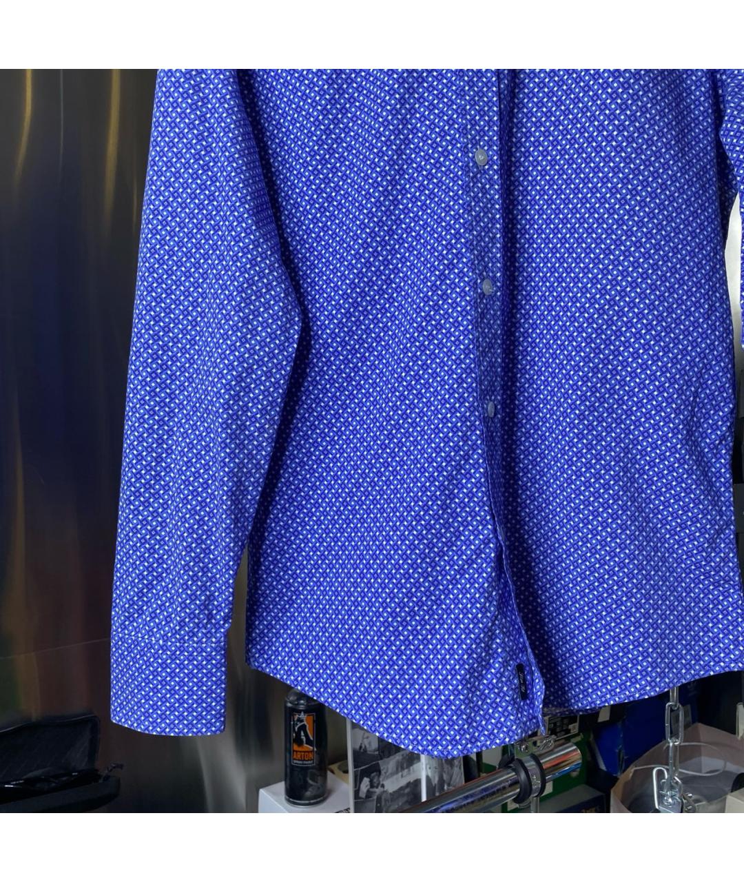 BIKKEMBERGS Синяя хлопковая кэжуал рубашка, фото 4